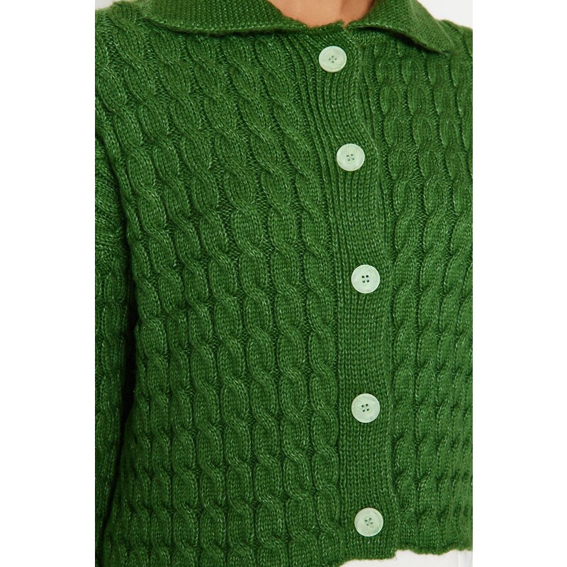 Trendyol Mint Polo Neck Pletený Detailní pletený svetr