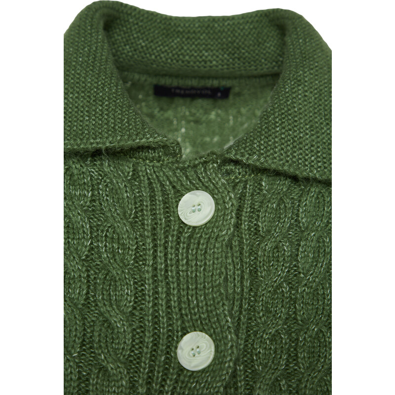 Trendyol Mint Polo Neck Pletený Detailní pletený svetr