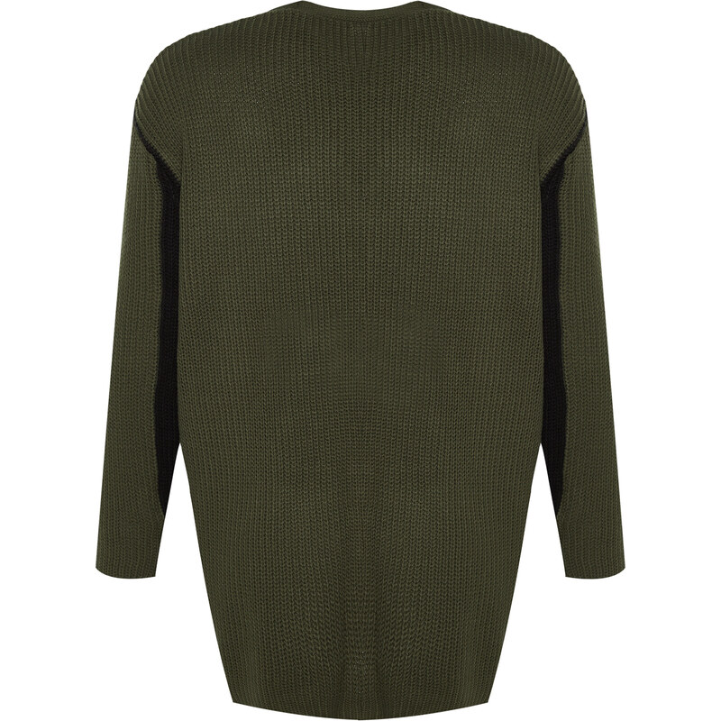 Trendyol Khaki Super Wide Fit pletený svetr