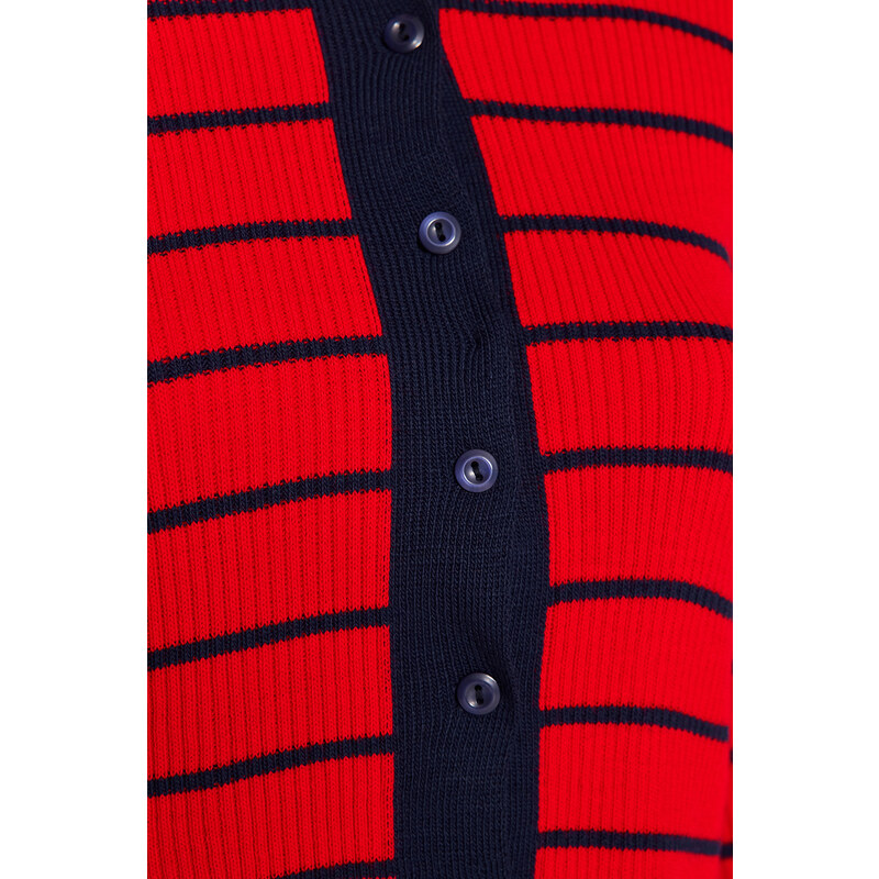 Trendyol Navy Blue Striped Knitwear Cardigan