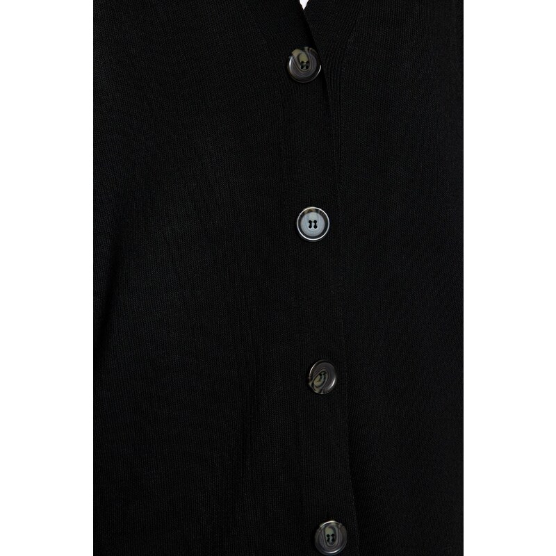 Trendyol Black Fabric on the sleeves Pleat Detail Knitwear Cardigan