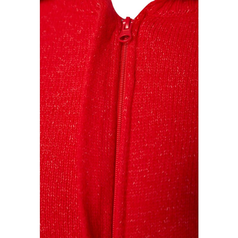 Trendyol Curve červený pletený svetr na zip