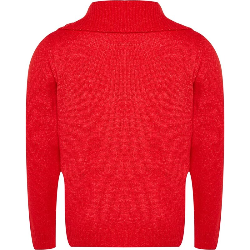 Trendyol Curve červený pletený svetr na zip