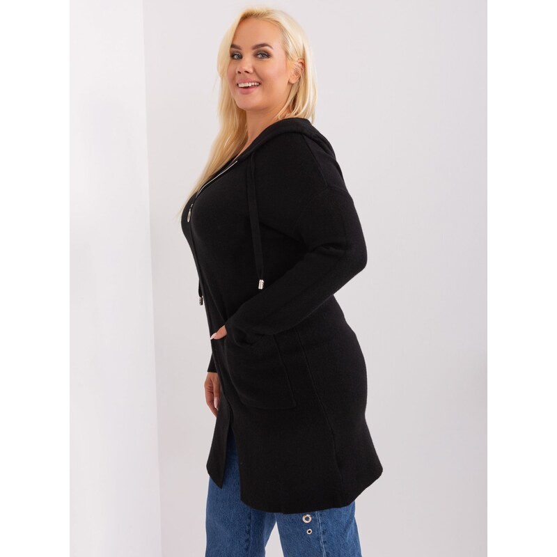 Fashionhunters Černý kardigan plus size s viskózou