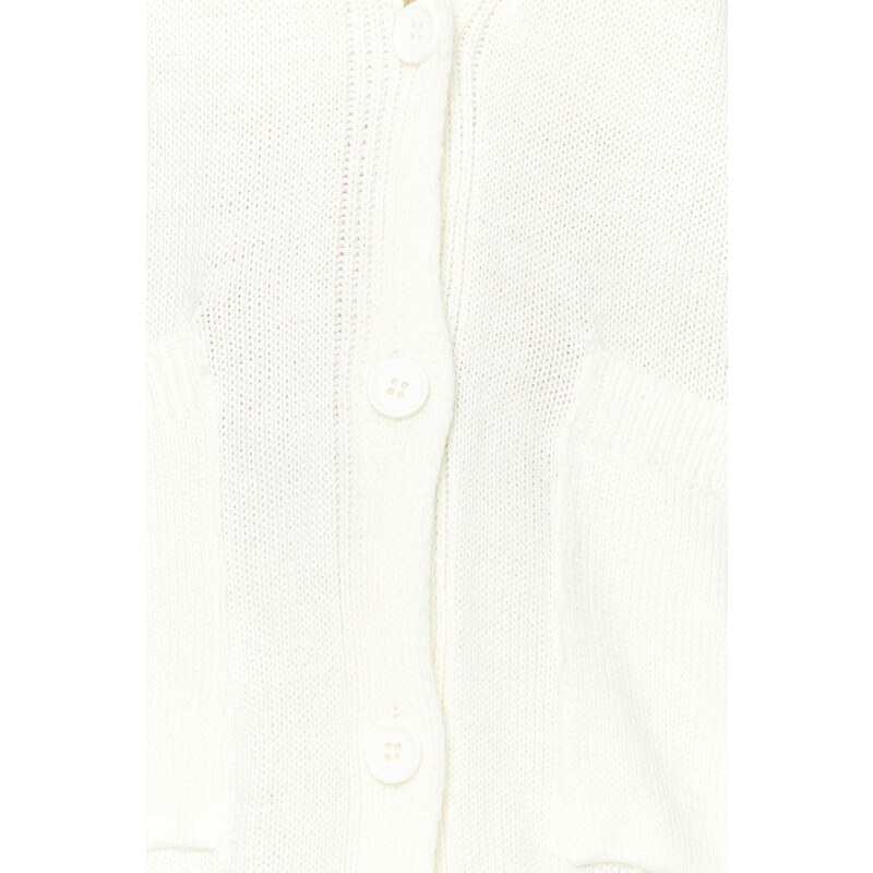 Trendyol Wide Fit Ecru Midi Basic Knitwear Cardigan