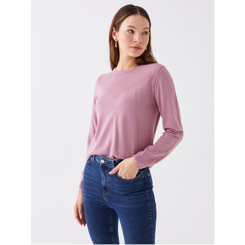 LC Waikiki Crew Neck Self-Patterned Dlouhý rukáv Dámský pletený svetr 115723351