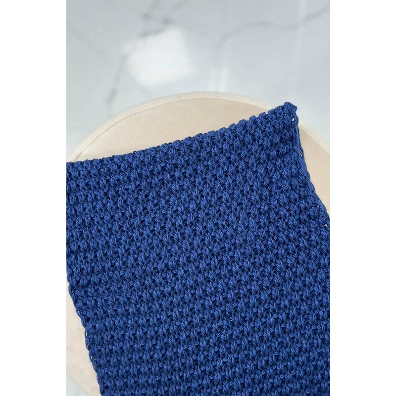 MladaModa Komplet - dámská čepice s kožešinkovou bambulí + komín PLK2 barva námořnická modrá