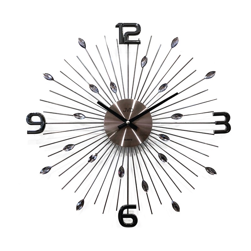 SkloBižuterie-H Nástěnné hodiny ve tvaru paprsků a navet černé