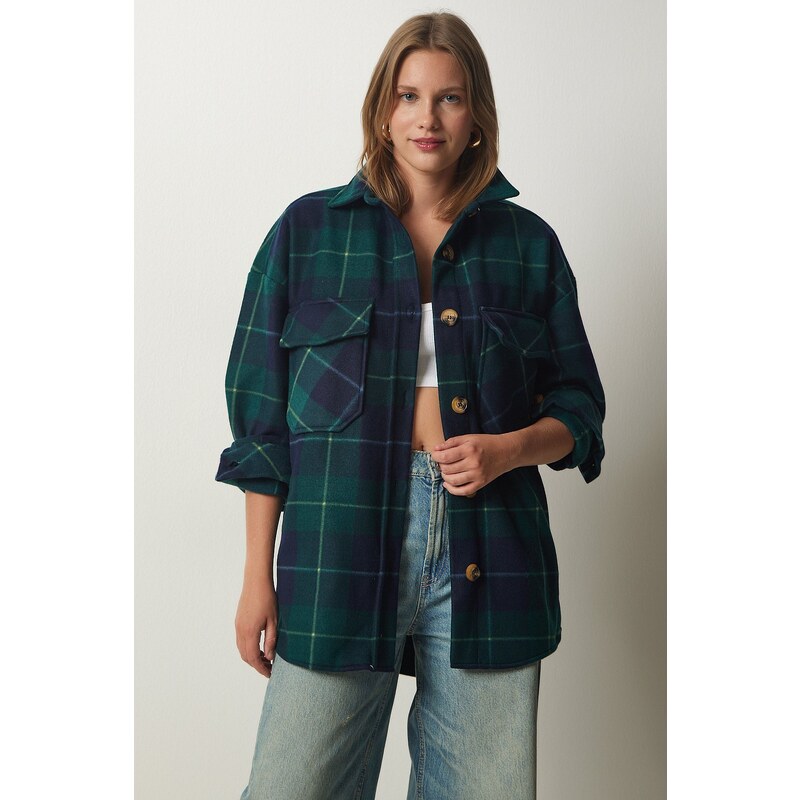 Happiness İstanbul Dámská bunda Emerald Lumberjack Fleece Shirt Jacket