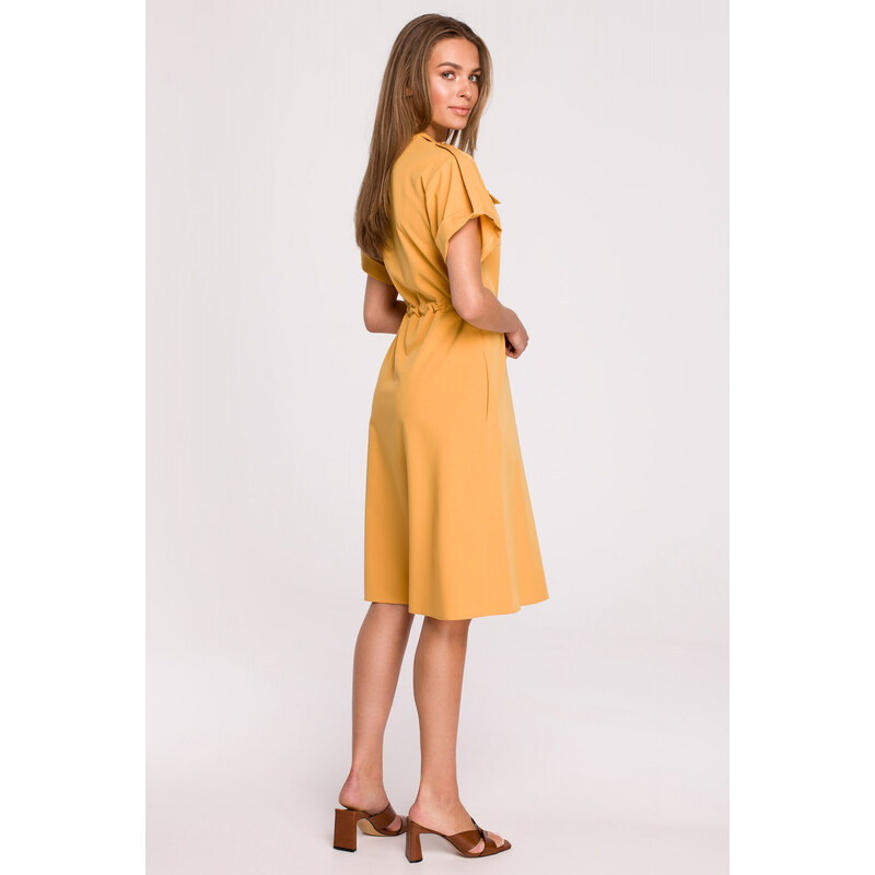 Dámské košilové šaty Yellow S298 - Stylove