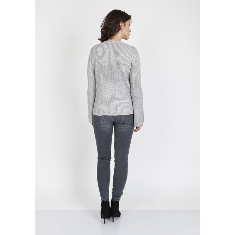 MKMSwetry Dámský svetr Kylie SWE 117 Sweater Grey - MKMSwetters
