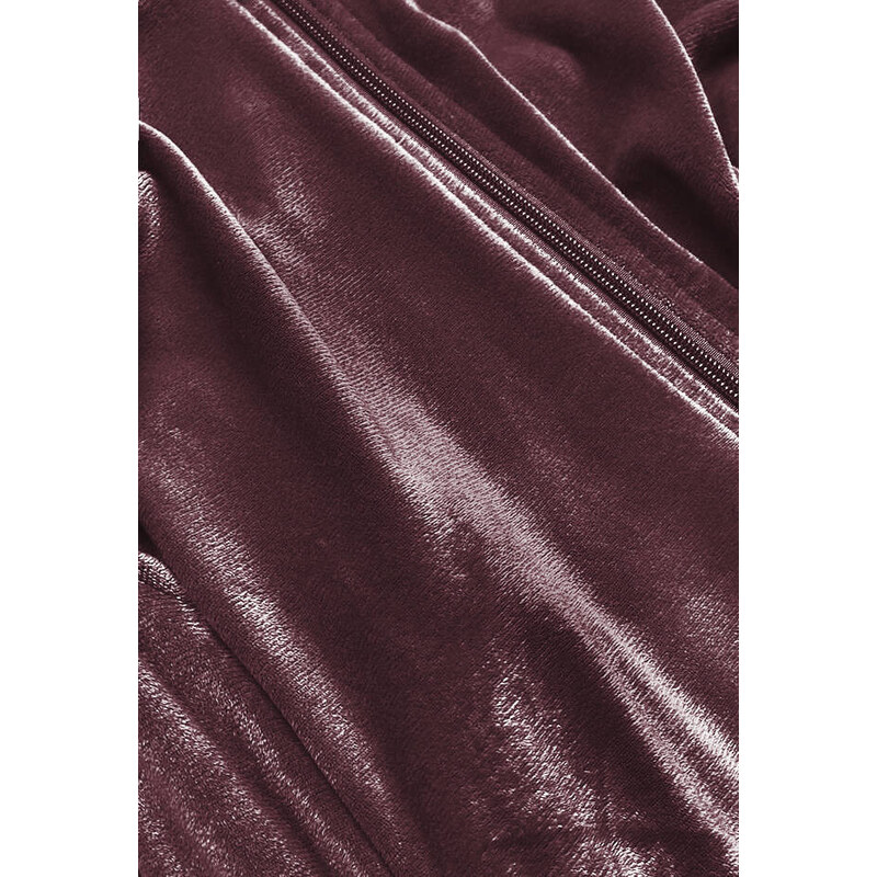 Defox Hnědý dámský velurový dres s lampasy (81223)
