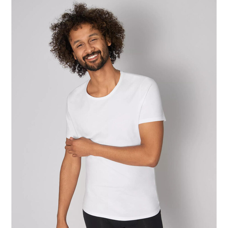 Pánské tričko GO Shirt O-Neck Slim Fit - WHITE - bílá 0003 - SLOGGI