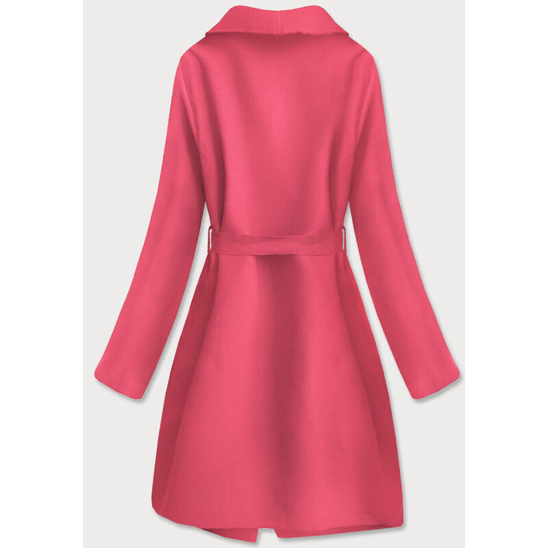 MADE IN ITALY Minimalistický dámský kabát v korálové barvě (747ART)