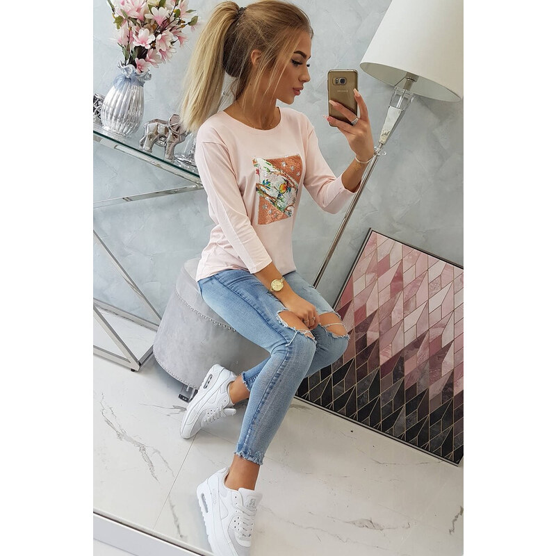 Halenka s 3D grafikou model 18744078 powder pink - K-Fashion