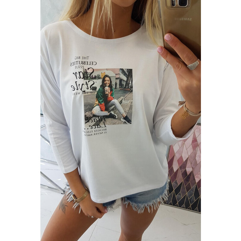 K-Fashion Halenka s potiskem Star Style bílá