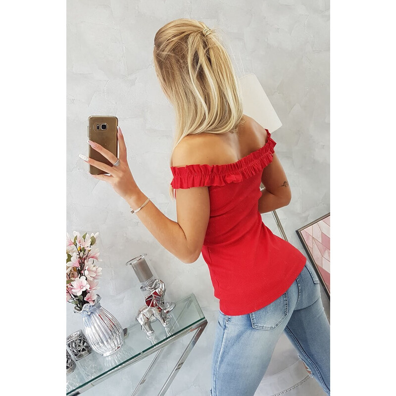 K-Fashion Španělská halenka s volánky červená