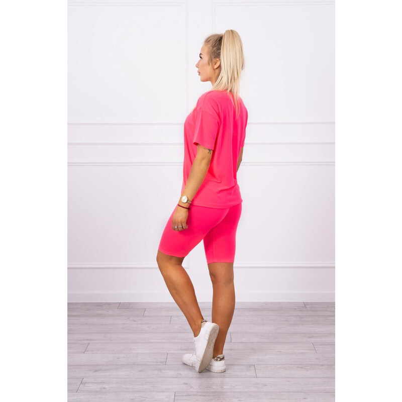 K-Fashion Souprava top+legíny růžová neonová