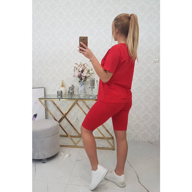 K-Fashion Souprava top+legíny červená
