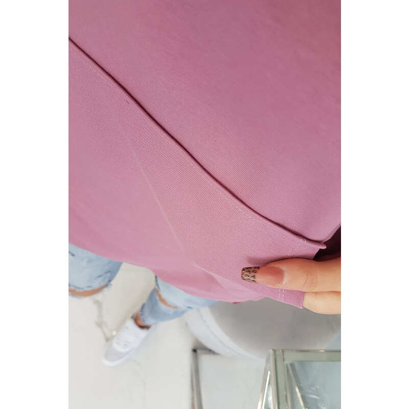 K-Fashion Mikina s kapucí s dlouhými zády tmavě růžová