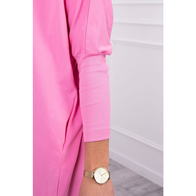 K-Fashion Oversize halenka s potiskem duhových rtů světle růžová