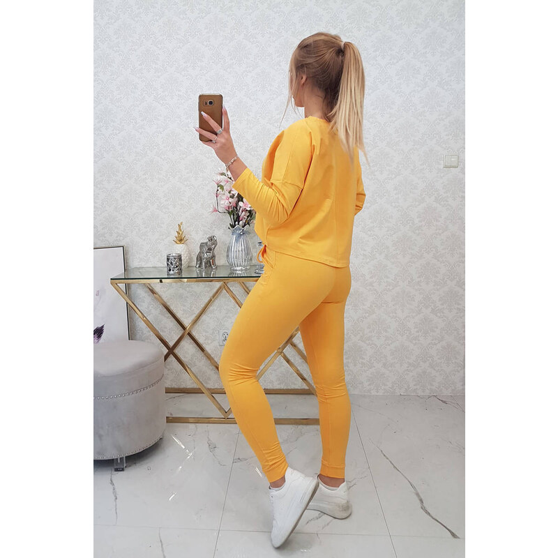 K-Fashion Souprava s oversize halenkou hořčicové barvy