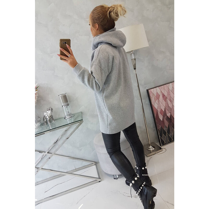 K-Fashion Zateplená mikina s kapucí šedá