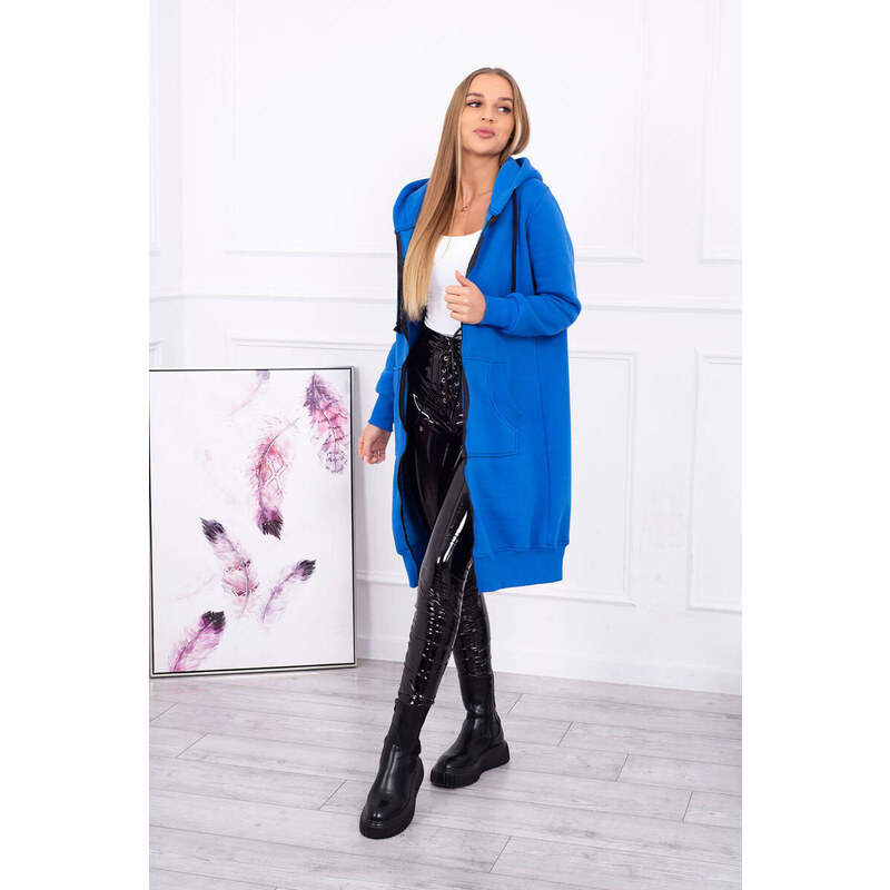 K-Fashion Chrpová dlouhá mikina s kapucí
