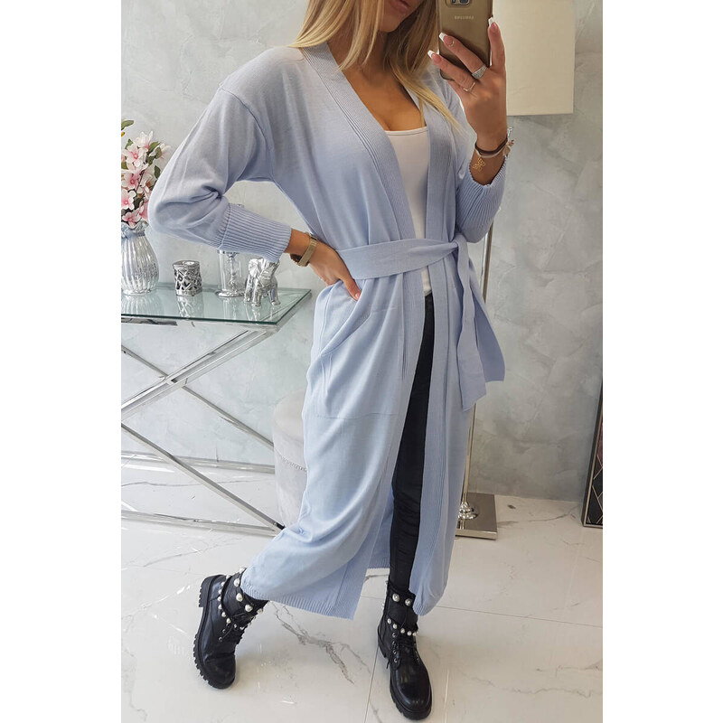 Svetr dlouhý svetr model 18748001 v pase modrý - K-Fashion