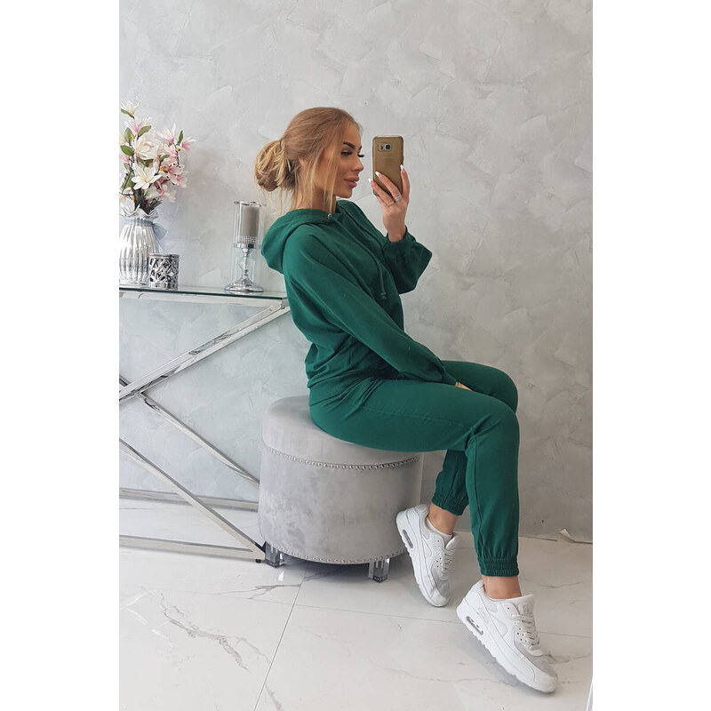K-Fashion Zelená mikina s kapucí
