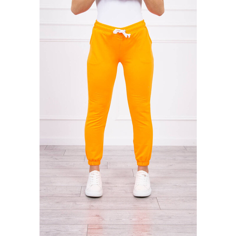 K-Fashion Bavlněné kalhoty oranžové neonové