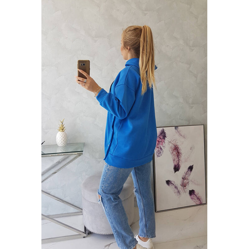 Zateplená mikina s chrpově modrými model 18749024 - K-Fashion