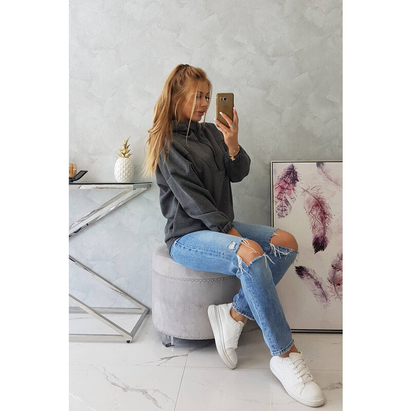 K-Fashion Mikina s kapucí v grafitové barvě
