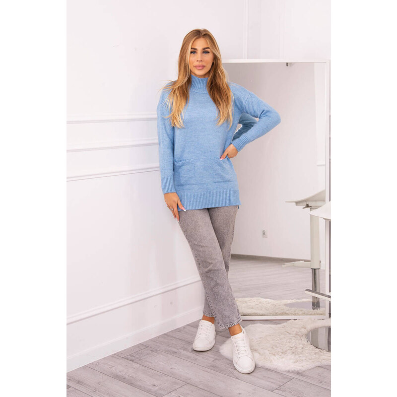 model 18749793 svetr modrý - K-Fashion