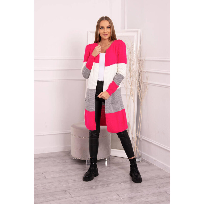 K-Fashion Pruhovaný svetr malinová + růžová 84213222
