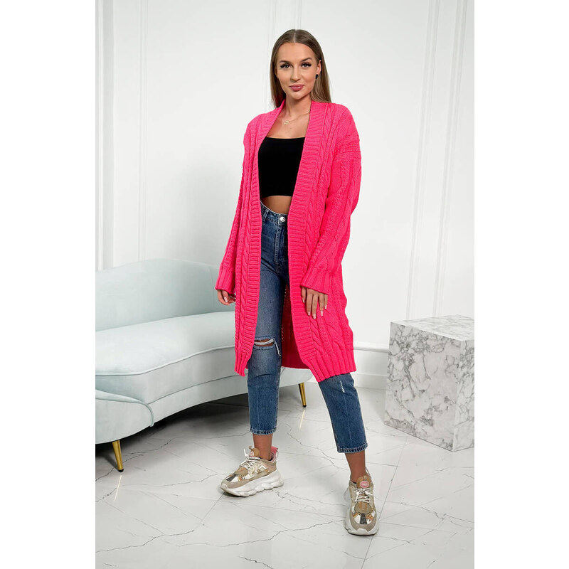 K-Fashion Pletený svetr růžový neon