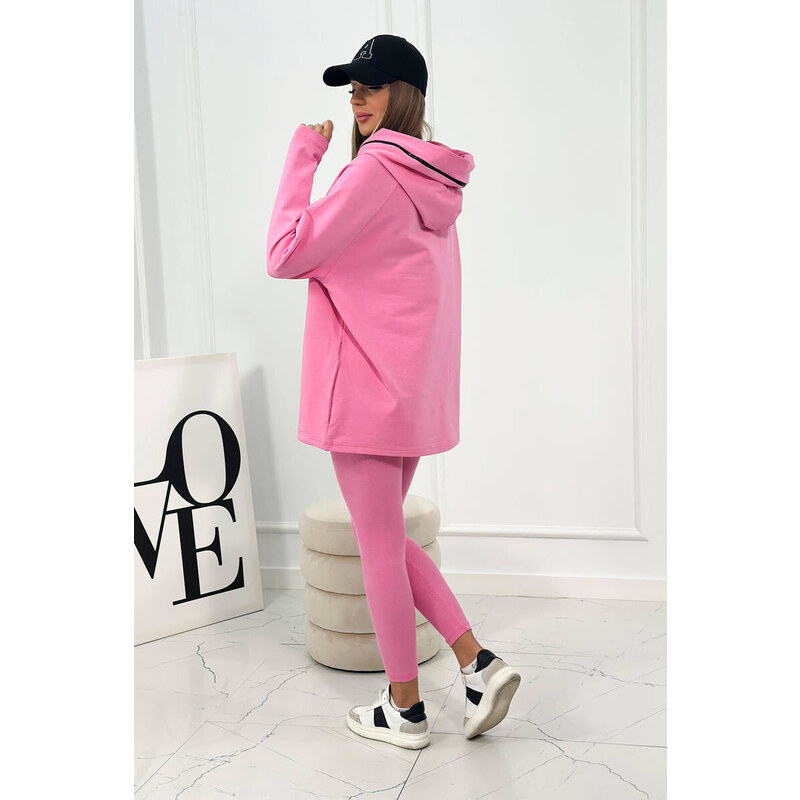 K-Fashion Bavlněná mikina s kapucí + legíny růžový 84213532