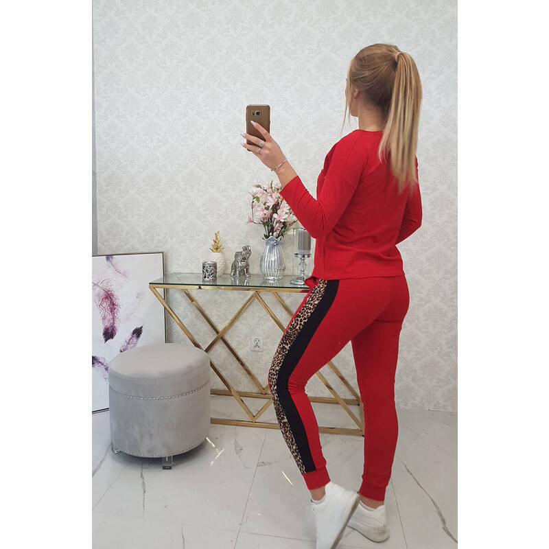 K-Fashion Sada s leopardím potiskem červená