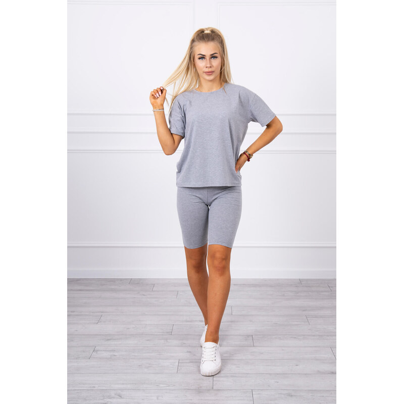 K-Fashion Šedý set top+legíny