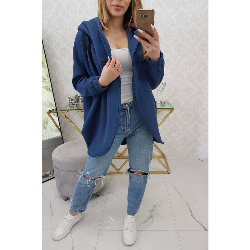 K-Fashion Bluza z krótkim suwakiem jeansowa