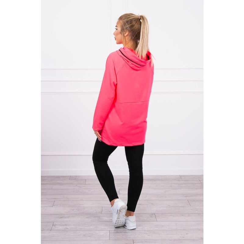 K-Fashion Tunika na zip s kapucí Oversize pink neon