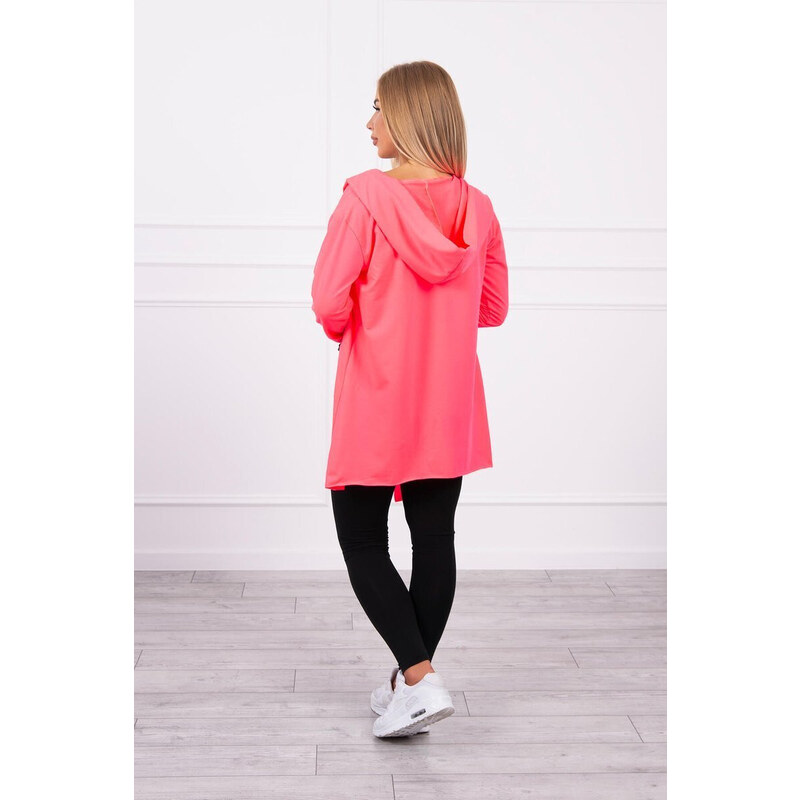 K-Fashion Volná bunda s kapucí růžová neonová 84234767