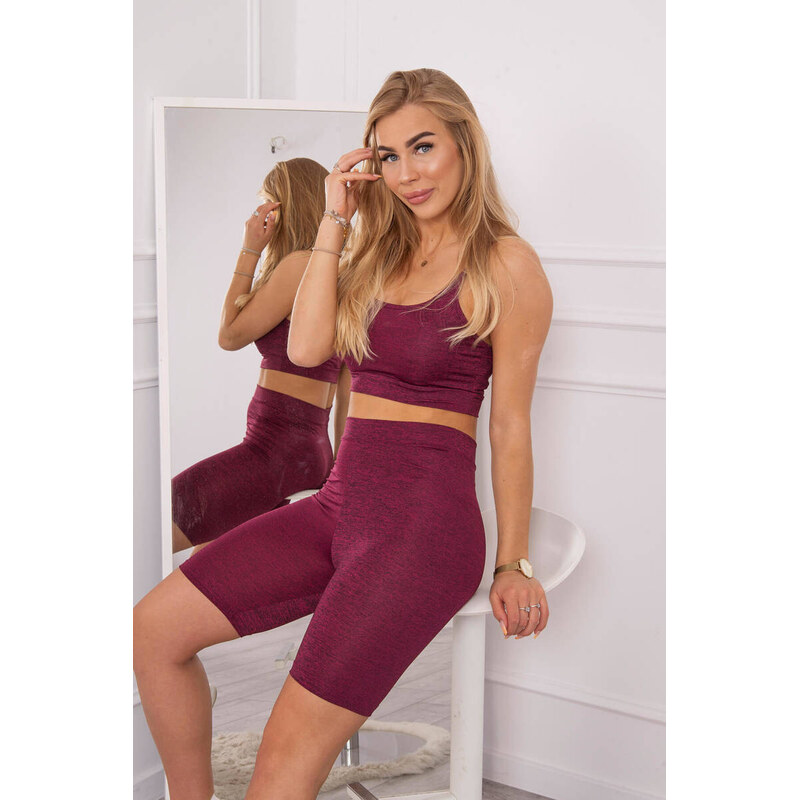 K-Fashion Sportovní set top + legíny fuchsiová