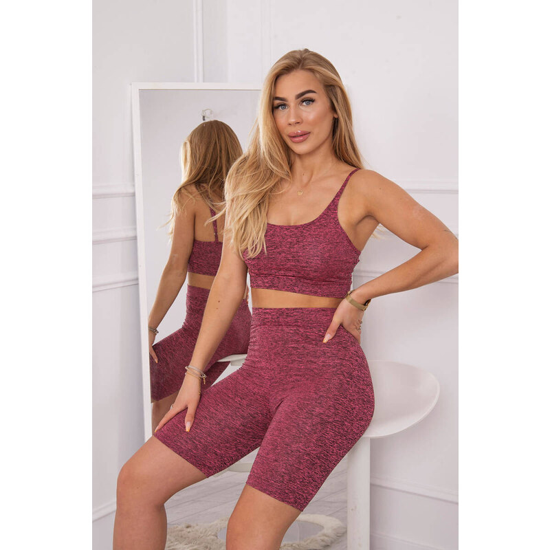 K-Fashion Sportovní set top + legíny růžová