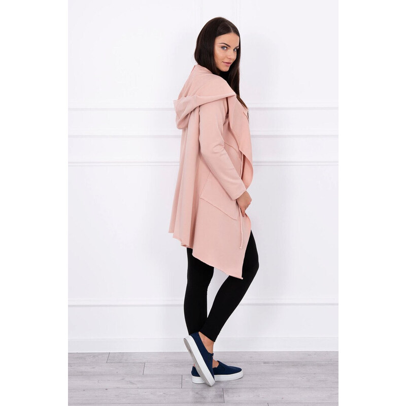 K-Fashion Volná pláštěnka s kapucí tmavě pudrově růžová