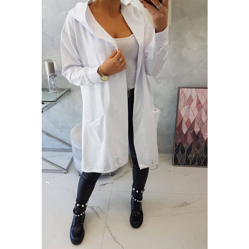 K-Fashion Pláštěnka s kapucí oversize bílá