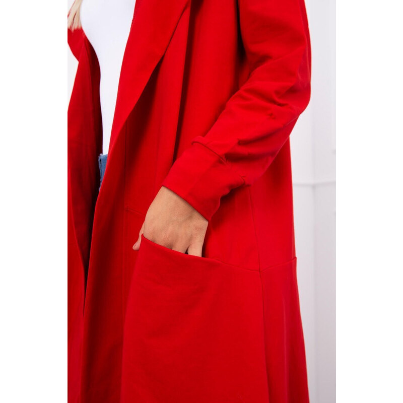 K-Fashion Pláštěnka s kapucí oversize červená