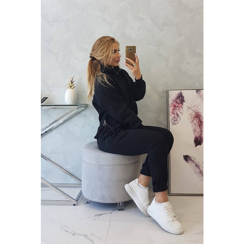 K-Fashion Zateplený set roláku a kapuce černý 84255809