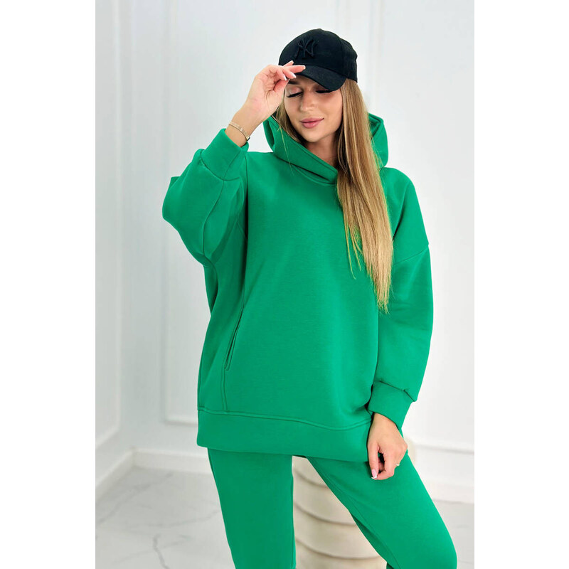 K-Fashion Zateplený set s mikinou s kapucí zelený