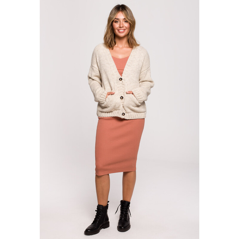 Dámský Cardigan BK074 Beige - BeWear